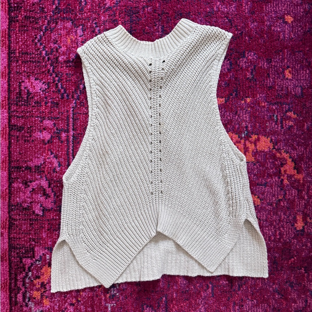 Express Cream Knit Sweater Vest